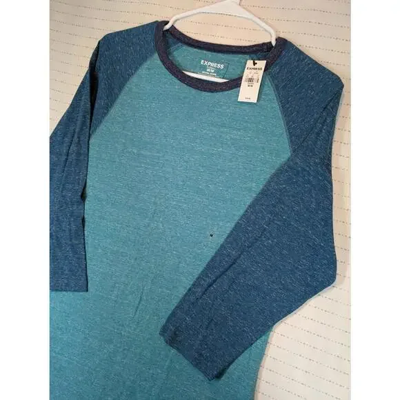 Express Baseball Raglan Shirt Colorblock Long Sleeve Casual Mens Medium - Picture 3 of 7